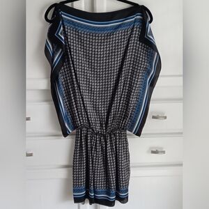 Max Studio Black and Blue Geometric Mini Dress